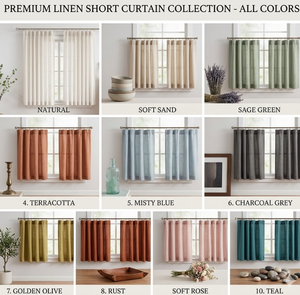 DR Wholesale Rideaux de café modernes à plis froncés aspect lin, voilages courts pour petites fenêtres, pour cuisine et salle de bain - Product Image 4