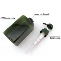 Flacon carré en PETG, flacon pompe en plastique translucide, récipient rechargeable, flacons vides avec pompe pour shampoing, gel douche