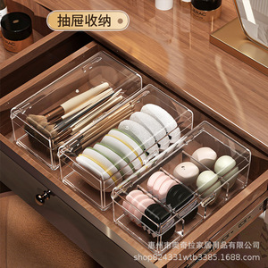 Acrylic <b>Makeup</b> Organizer With Compartments For Powder Puff Brush Lipstick Storage Beauty Sponge Holder Cosmetic Storage <b>Box</b> - Product Image 2
