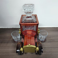 Decantador con Forma de Coche Clásico Vintage, Botella de Vidrio de Borosilicato de Alta Calidad para Almacenar Whisky y Vino, con Vasos a Juego