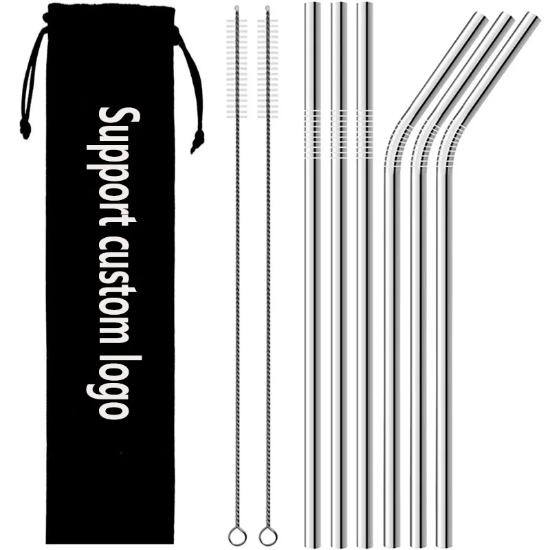 High Quality Cold Beverage Metal Drinking Set Stainless Steel Straw