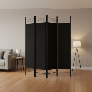 Separador de ambientes de 4 paneles, negro, 63x70.9 pulgadas, biombo plegable moderno para decoración del hogar - Product Image 2