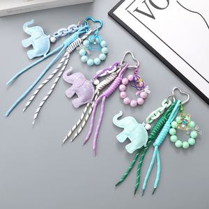 2025 New Elephant Leather Keychain with Braided Lanyard Car Keychain Cute Baby Elephant Pendant Luxury Leather <b>Bag</b> Accessories - Product Image 2