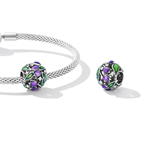 925 Sterling Silver Belle Violet Tulipe Fleur Zircon Charme Perlé Fit DIY Bracelet Bracelet Fine Jewelry SCC2313