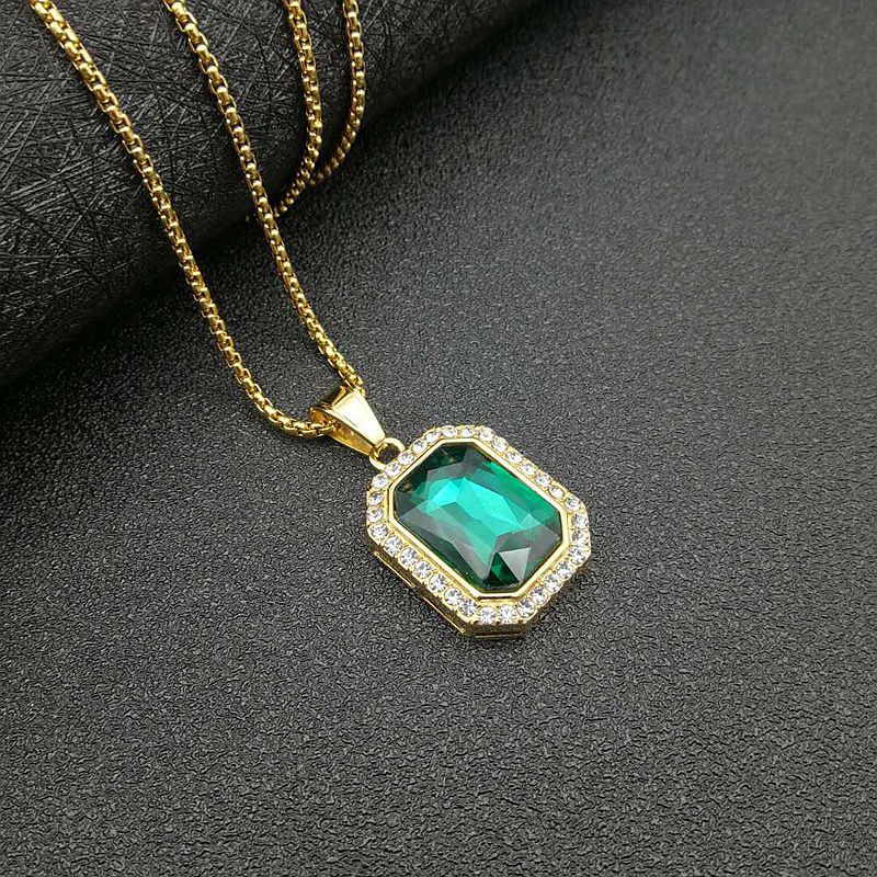 Colgante único de oro con diamante verde