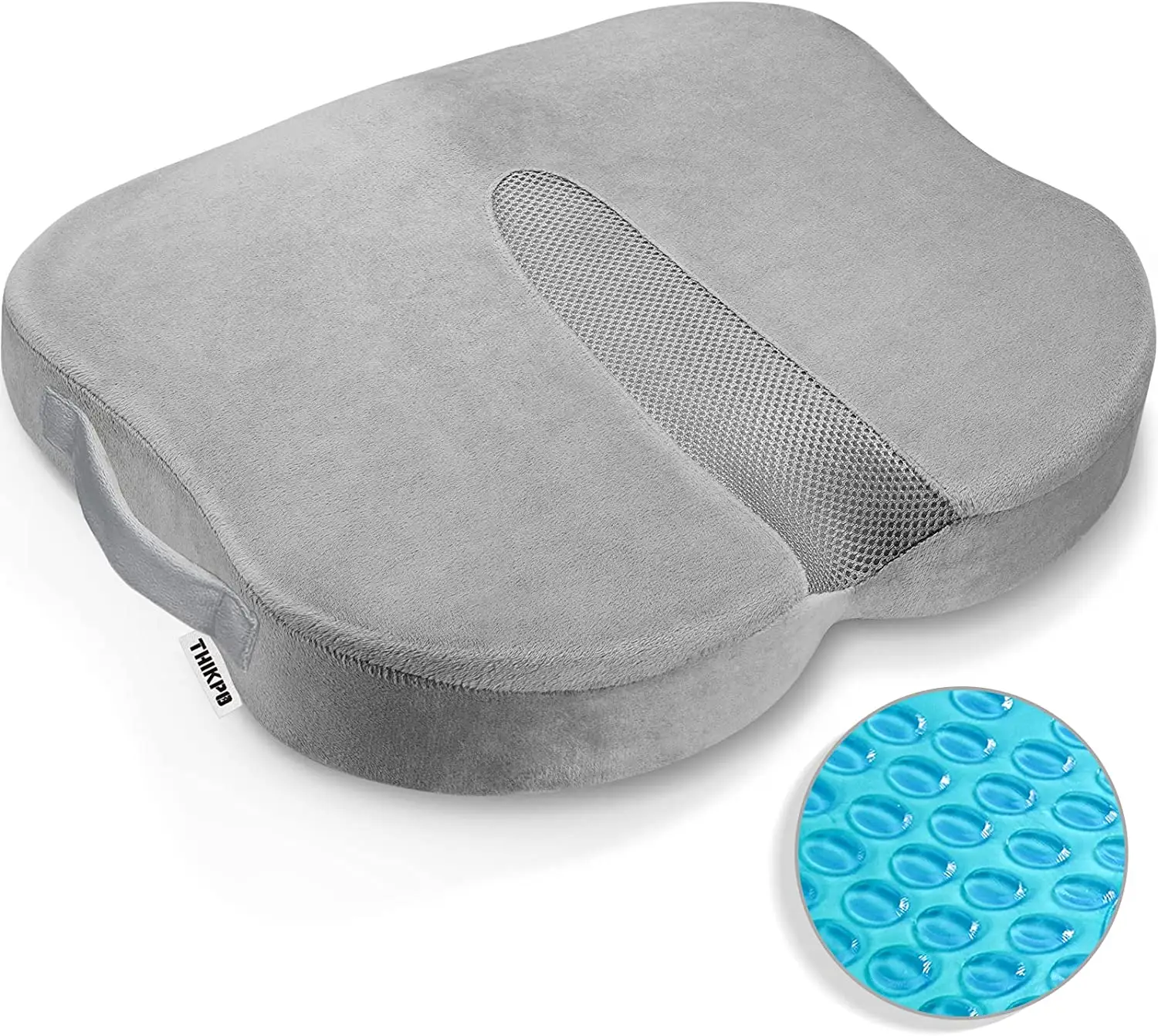 Travesseiro de cadeira com espuma de memória, almofada ortopédica de gel com refrigeração para alívio de dor nas costas de cóccix ciática