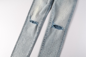 Jorts Personalizzati da <span class=keywords><strong>Uomo</strong></span>, <span class=keywords><strong>Jeans</strong></span> in Denim Lavato e Strappato, <span class=keywords><strong>Jeans</strong></span> Slim Fit <span class=keywords><strong>Leggeri</strong></span> con Strass - Product Image 4