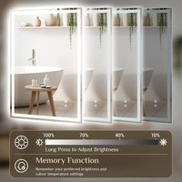 3 Light Colours Led Mirror Dimmable Tempered Glass Explosion Protection Touch Switch Memory Function Anti Fog Bathroom Mirror