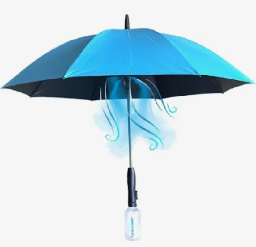Guarda-chuva com ventilador embutido e guarda-chuva de proteção UV em linha reta para venda