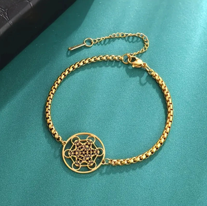 Bracelet à maillons en acier inoxydable avec <span class=keywords><strong>sceau</strong></span> du <span class=keywords><strong>roi</strong></span> <span class=keywords><strong>Salomon</strong></span> et sceaux sacrés des archanges, chaînes ajourées géométriques - Product Image 4