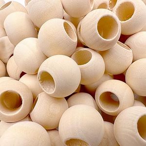 El sanatları için 20mm bitmemiş ahşap boncuklar, DIY için 8mm büyük delik doğal ahşap boncuk, makrome Garland dekor, boncuk malzemeleri. - Product Image 1