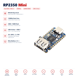 Carte de développement HT Waveshare RP2350 Mini, Raspberry Pi RP2350, double cœur, double architecture MCU, interface hôte USB Type A pour Embarquement Industriel - Product Image 2