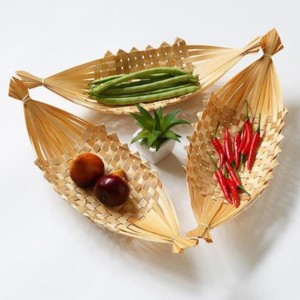 Panier à fruits en bambou tressé en forme de bateau, petit plateau décoratif naturel de style japonais pour la décoration de la maison - Product Image 4