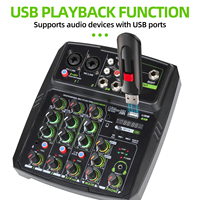 Console de mixage audio multifonctionnelle Biner C4 4 canaux pour ordinateur, téléphone portable, enregistrement en direct, USB, mixeur audio USB