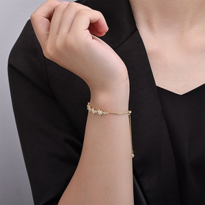 Japanese Korean Style Zircon Flower <b>Bracelet</b> For Women Gift Jewelry <b>Copper</b> Alloy Claw Setting ASL 0173QJ - Product Image 1