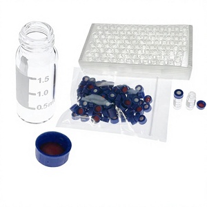 ขวดแก้วสำหรับเครื่อง HPLC แบบออโต้แซมพล์เปอร์ ขนาด 2 มล. แบบใส มีขีดบอกปริมาตร ฝาเกลียว  ซิลิโคนสีขาว  จุก PTFE สีแดง บรรจุ 100 ชิ้น/แพ็ค - Product Image 1