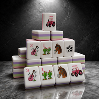 Set Ubin Mahjong Poker Pantai Tropis Modern Kustom 160Pcs Akrilik Berukir Laser Cetak UV Tema Laut Warna-warni Permainan Papan Hadiah
