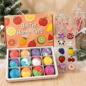 JRMS INDUSTRIES Caja de Regalo con 12 Bombas de Baño Naturales con Dibujos Animados de Frutas, Bolas de Baño Coloridas, Juguetes de Baño Sorpresa para Niños - Product Image 5