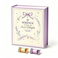 Boîte cadeau calendrier de l'avent personnalisée de 12 jours, boîte en papier rigide de luxe avec tiroirs coulissants pour chocolats, bonbons, emballage cadeau compte à rebours