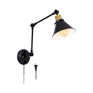 Dimmable <strong>Plug</strong>-in <strong>Wall</strong> Sconce 6FT Cord Swing Arm <strong>Wall</strong> <strong>Lights</strong> for UL Listed <strong>with</strong> E26 Base Two Arms 1 Pack - Product Image 1