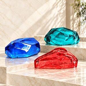 Escultura de Roca de Resina Transparente Roja <span class=keywords><strong>Rubí</strong></span> de Lujo, Conjunto de Rocas de Cristal Modernas para Instalación Artística en Hoteles - Product Image 1