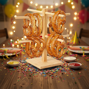 מעמד לסופגניות במבוק 6 זרועות גובה 38.5 ס\"מ מעמד לנקניקיות מחזיק כוסות בצורת עץ מתלה סופגניות טבעי תצוגה מוצקה מודרנית - Product Image 5