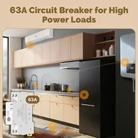 Disjoncteur intelligent MOES Tuya Zigbee 63A avec moniteur d'électricité, V0 ignifuge, alarme, réglage de la seuille, contrôle par application et compatible Alexa