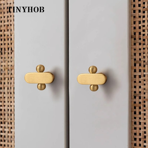 TInyhob perabot kuningan padat, perkakas pintu kenop emas lubang tunggal, gagang Laci Kabinet, dekorasi rumah Modern - Product Image 1