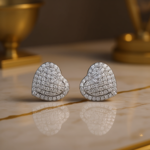 Boucles d'oreilles en or blanc avec diamants taillés en forme de cœur pour femmes, style romantique de mariage, diamants naturels couleur D - Product Image 2
