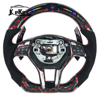 Volant rouge personnalisé en fibre de carbone forgé avec affichage LED et manettes de vitesse pour Mercedes W204 W205 W212 W213 C300 E350 S550