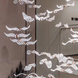 Moderna lampada a sospensione in vetro per uccelli selvatici in vetro grande per soffitti alti <span class=keywords><strong>lampadario</strong></span> decorativo per uccelli per Villa d'albergo - Product Image 6