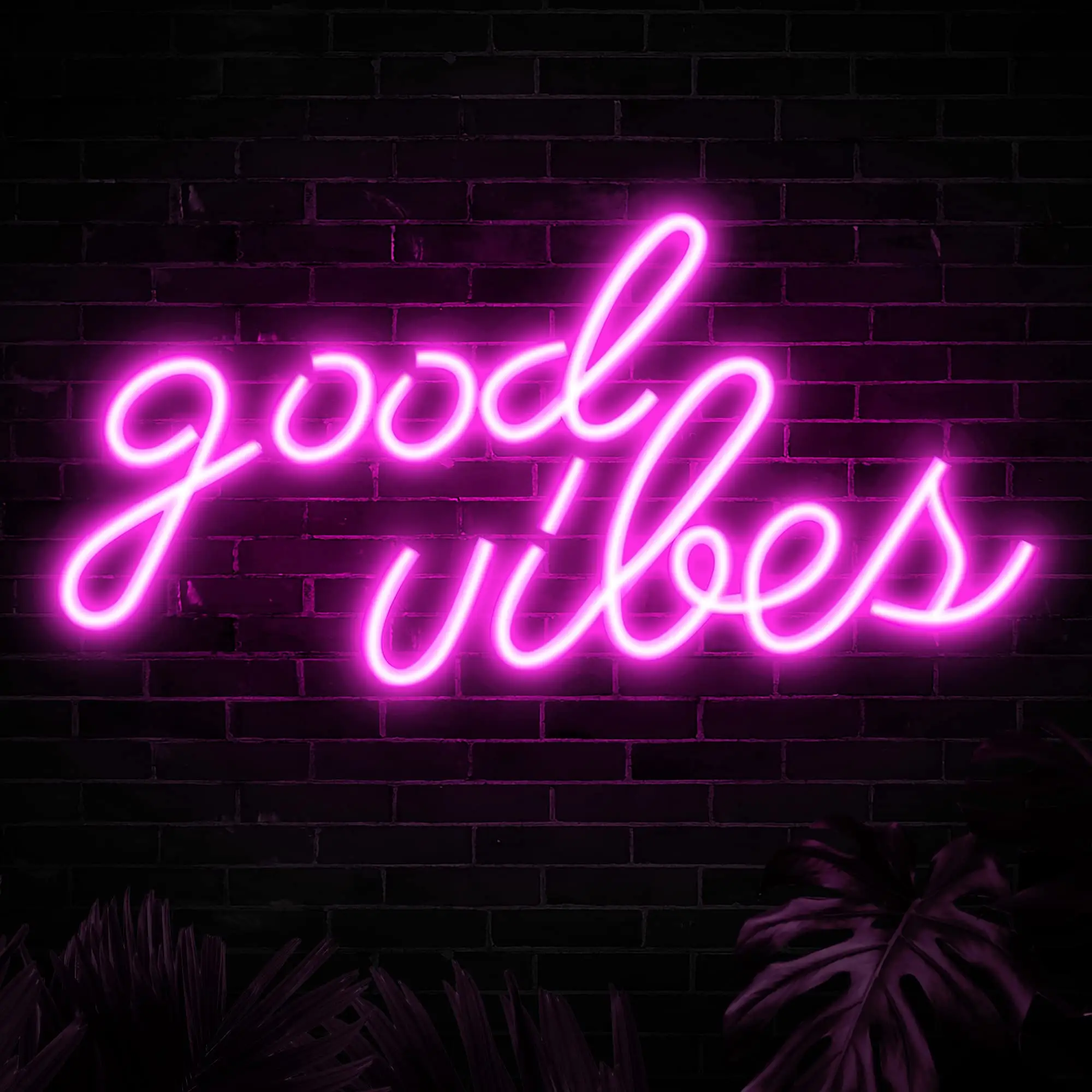 Enseigne au néon rose Good Vibes Neon Lights pour chambre à coucher LED Neon Signs for Wall Decor