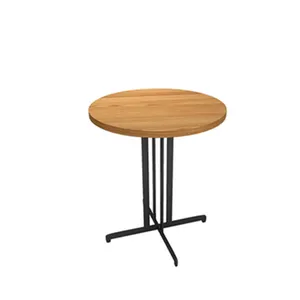 Tren baru Set meja kafe kursi restoran stand logam komersial restoran dengan meja kayu Modern kulit PU Solid