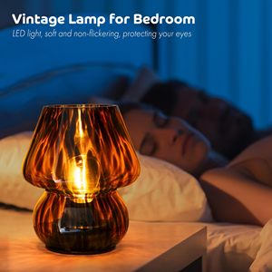 YONGZE High-quality <b>Glass</b> <b>Mushroom</b> Night Lights and Wireless Table <b>Lamps</b> Suitable for Restaurant and Decorations - Product Image 1