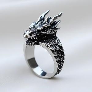 <span class=keywords><strong>Bague</strong></span> en acier inoxydable de style hip-hop rétro gothique avec tête de dragon pour homme, <span class=keywords><strong>bague</strong></span> punk pour motard, à porter au quotidien, accessoires de bijoux tendance - Product Image 5