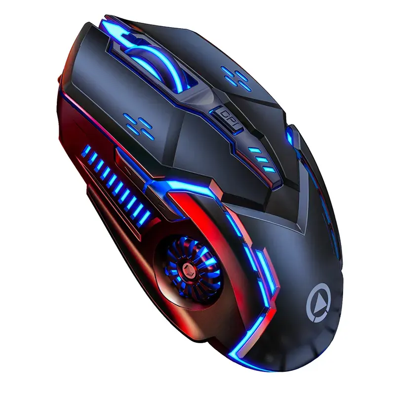 A9 Mouse Gaming mekanik portabel, Mouse Gaming nirkabel 2.4ghz dapat diisi ulang Rgb lampu latar tidak berisik