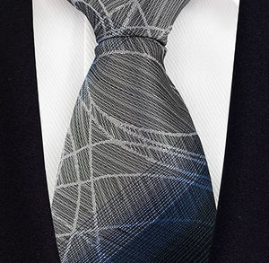 Venta al por mayor 8cm Jacquard patrón estilo poliéster corbata hecha a mano a rayas hombres de negocios corbata - Product Image 2