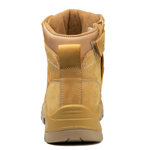 Botas de trabajo de seguridad de cuero DSF53 para hombre, botas tácticas color canela resistentes para exteriores, suela antipinchazos - Product Image 6