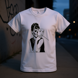 <b>Lady</b> Skull Graphic T-Shirt <b>White</b> Unisex Crewneck Design Artistic Print Fashion Statement - Product Image 1