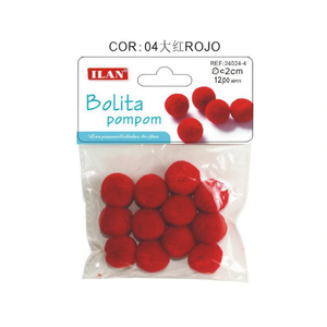 Ilan Bolita Pompom 2.0 Cm Red <b>Wool</b> <b>Craft</b> Decorations - Product Image 2
