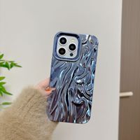 Coque antichoc 3D en soie plissée texturée couleur unie électroplaquée pour iPhone 17, compatible iPhone 16/18 Pro Max, pour iPhone 14