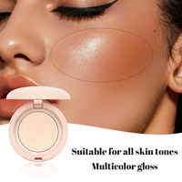Palette de surligneur rose scintillant avec logo personnalisé, surligneur lumineux pour le visage, maquillage, marque privée, beauté