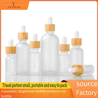 Botol Tetes Minyak Esensial Kaca Buram Transparan Kosong Ukuran 5ml 15ml 20ml 40ml 50ml 100ml Cincin Bambu Perawatan Kulit Serum