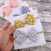 Pinces à cheveux écossais pour bébés filles, bandeau élastique en Nylon, accessoires pour cheveux, emballage personnalisé