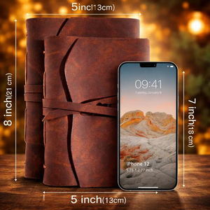 Diario de Viaje Vintage de Cuero Hecho a Mano de Primera Calidad, Papel con Borde Decorativo, Cuadernos Rústicos para Escribir - Product Image 3