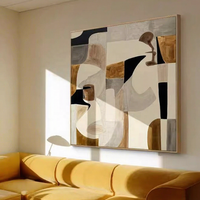 Peinture à l'huile abstraite purement peinte à la main, style Wabi-sabi, finition texturée, moderne, lavable, cadre en métal transparent, salon