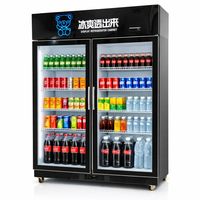 Réfrigérateur de présentation commercial vertical de qualité industrielle, grande capacité, 2 portes vitrées, pour supermarché, refroidisseur de boissons