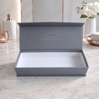 Boîte cadeau pliante noire élégante, boîte en papier personnalisée imprimée avec couvercle magnétique pour bijoux, cosmétiques et emballages de luxe pour la vente au détail