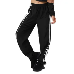 Celana olahraga hitam kustom barang baru celana balap anyaman celana Jogger keringat garis samping celana olahraga wanita