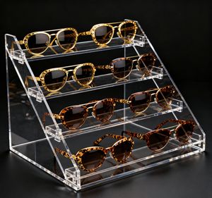 Kustom ramah lingkungan akrilik polesan daur ulang klasik persegi panjang tepi miring kacamata Desktop/kacamata hitam layar berdiri - Product Image 5